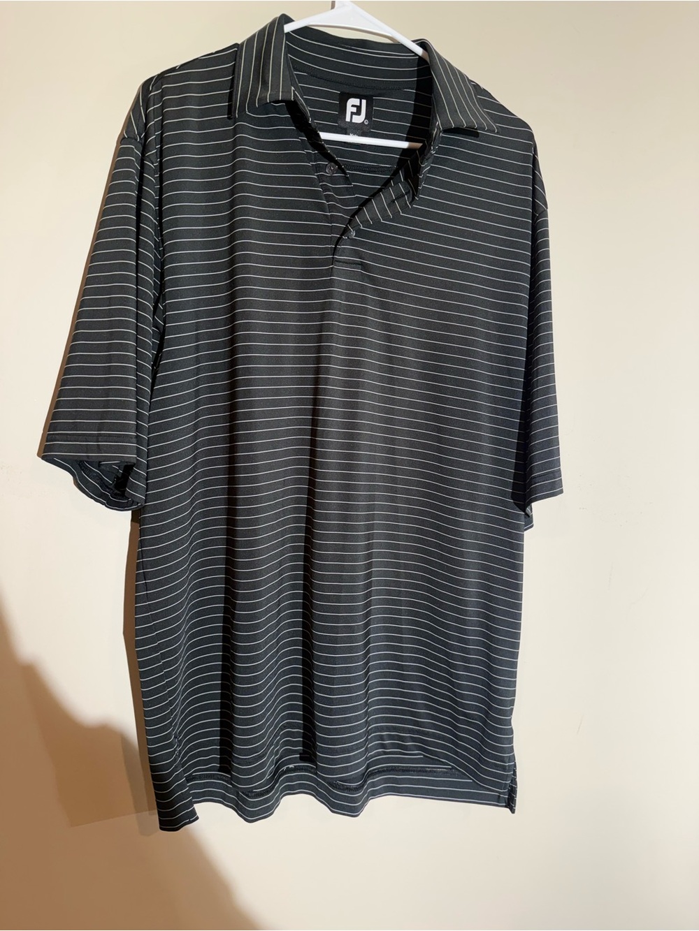 FootJoy Men’s Black Polo with Thin White Stripe
